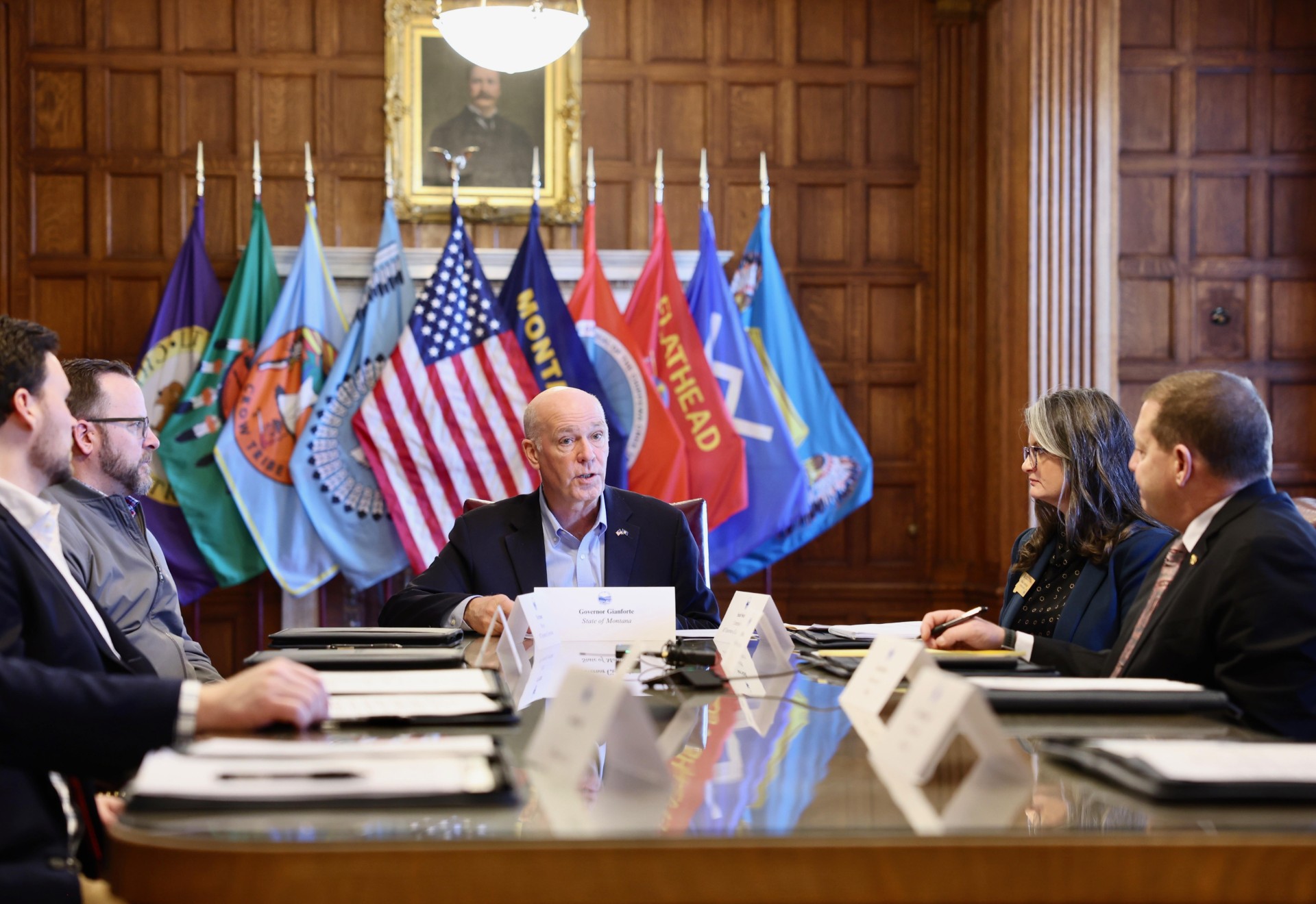 Gov. Gianforte proclaiming February 9 at Montana Mining Day during a ceremony held at the state capitol