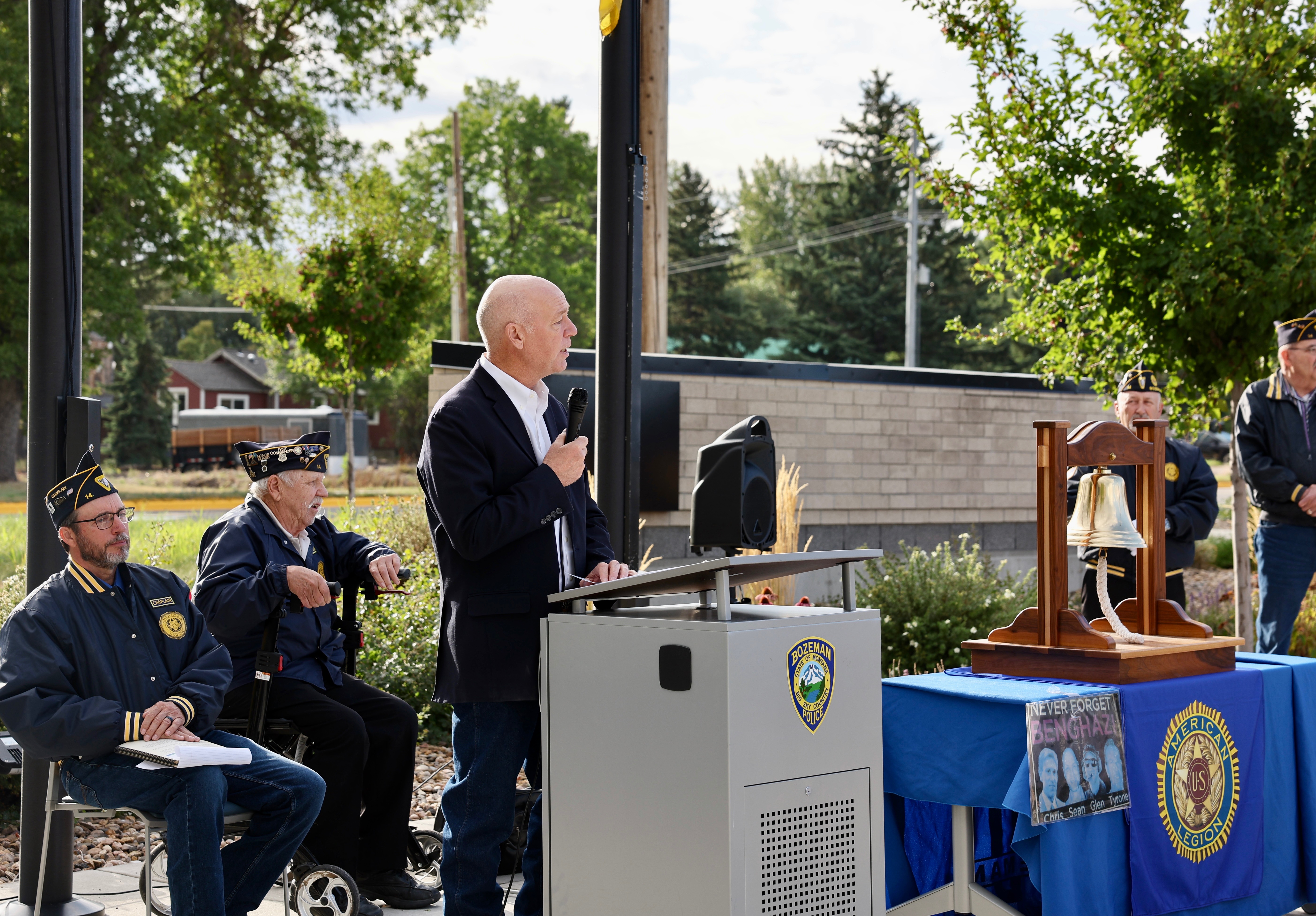 Gov. Gianforte speaking during a 9/11 remembrance ceremony in Bozeman