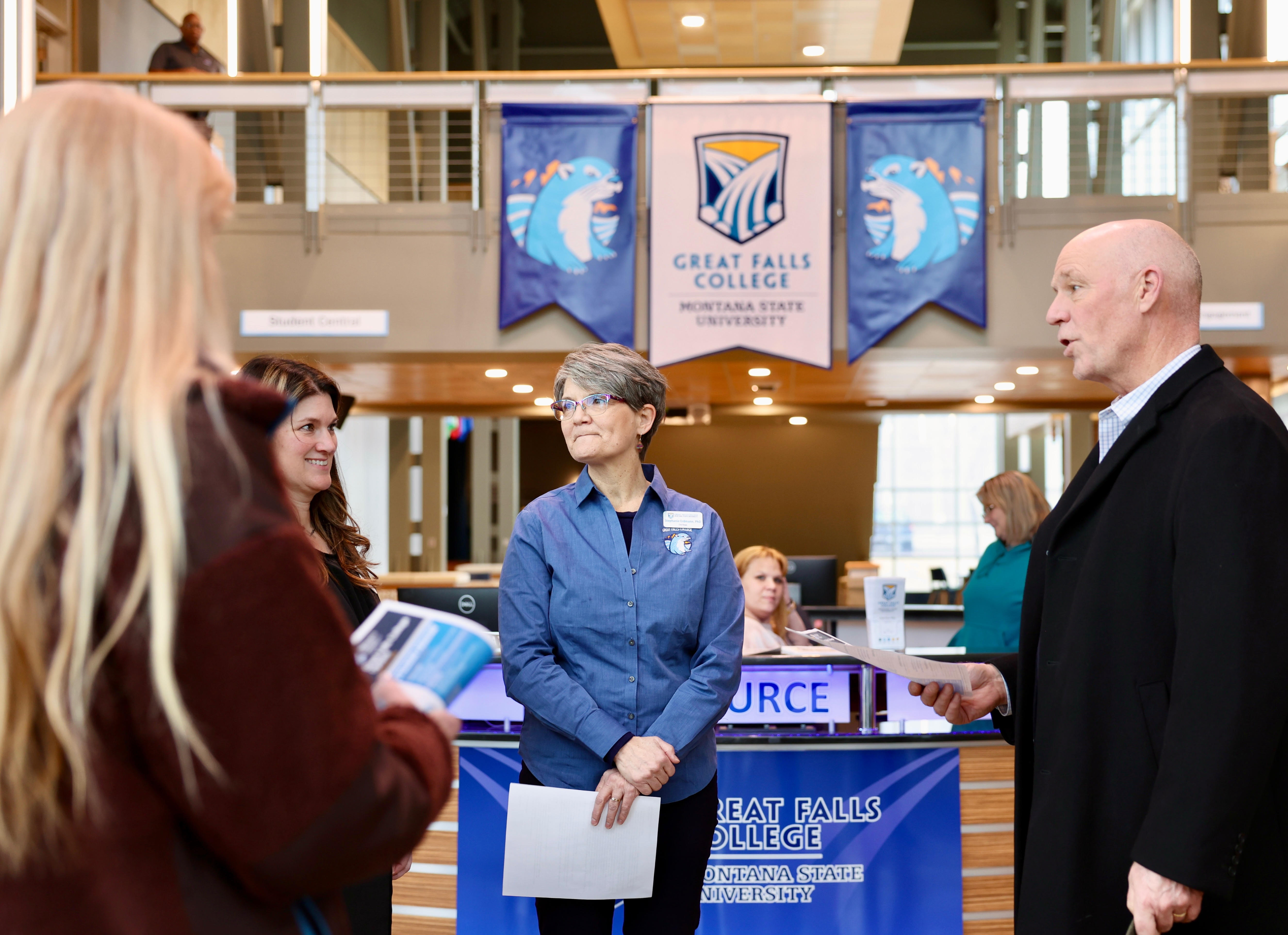 Gov. Gianforte visiting Great Falls College with Dr. Stephanie Erdmann, CEO and dean of Great Falls College