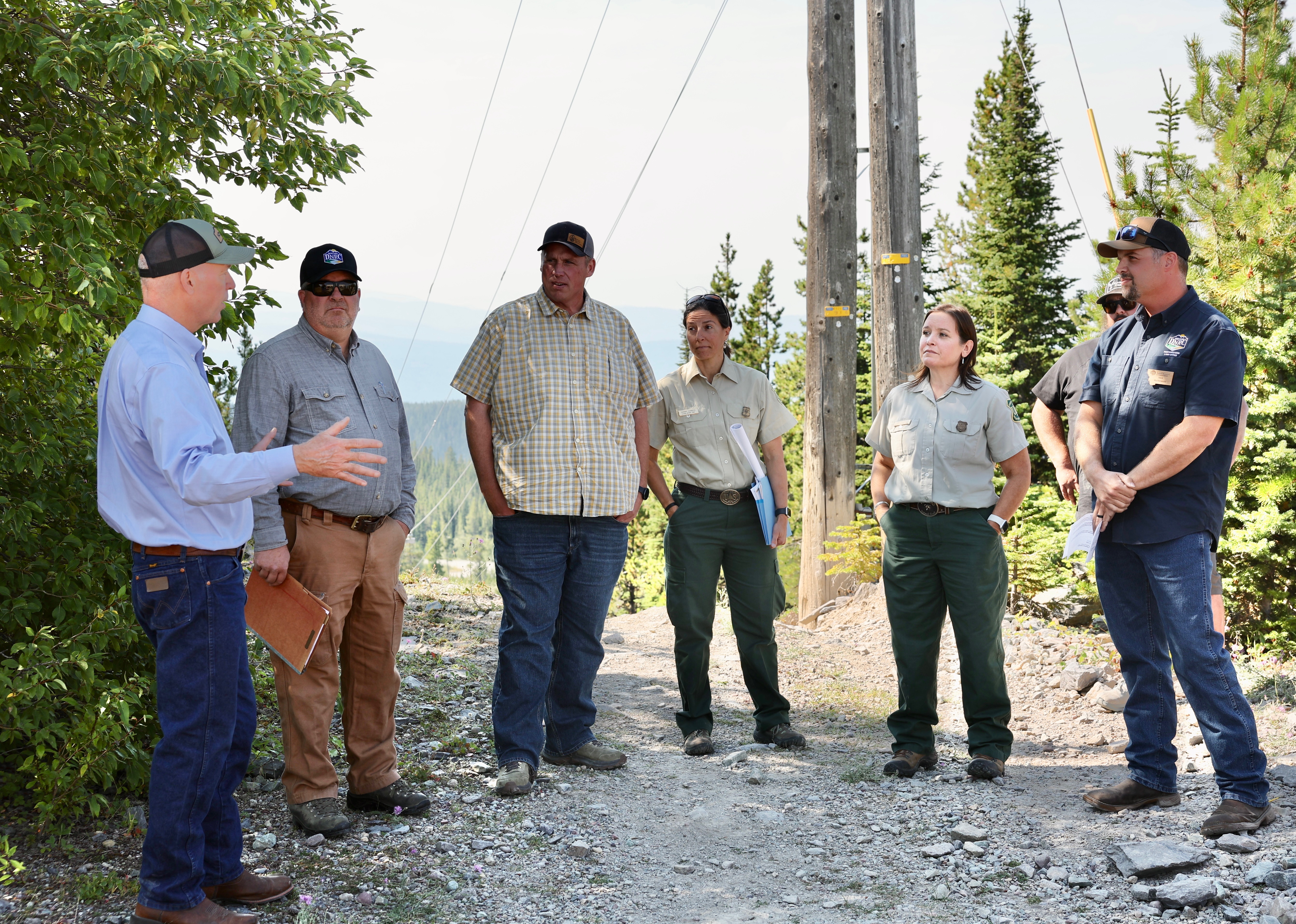Gov. Gianforte visiting the Blacktail Powerline Project in the Flathead National Forest near Lakeside
