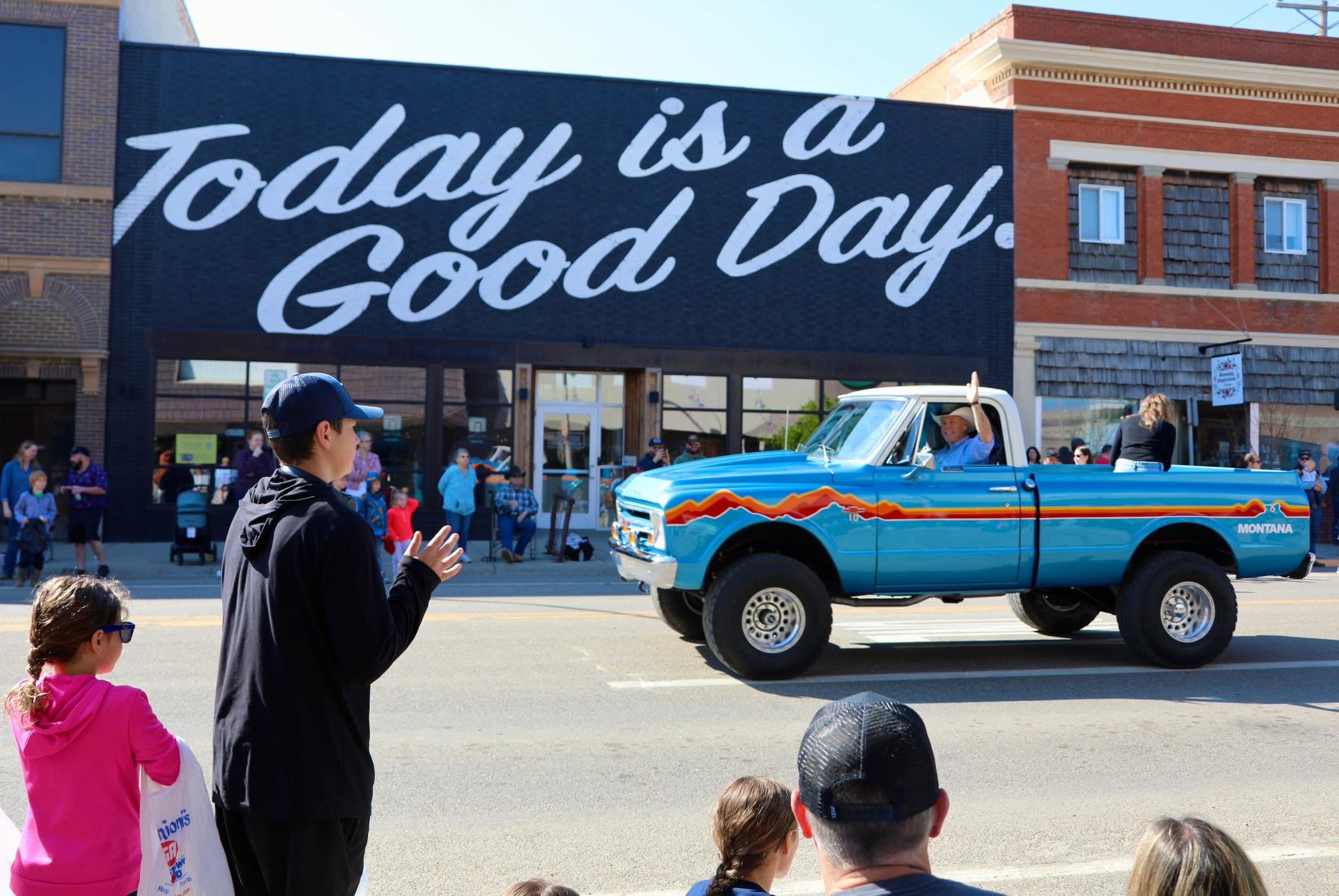 Gov. Gianforte driving in the Miles City Bucking Horse Sale parade in 2025