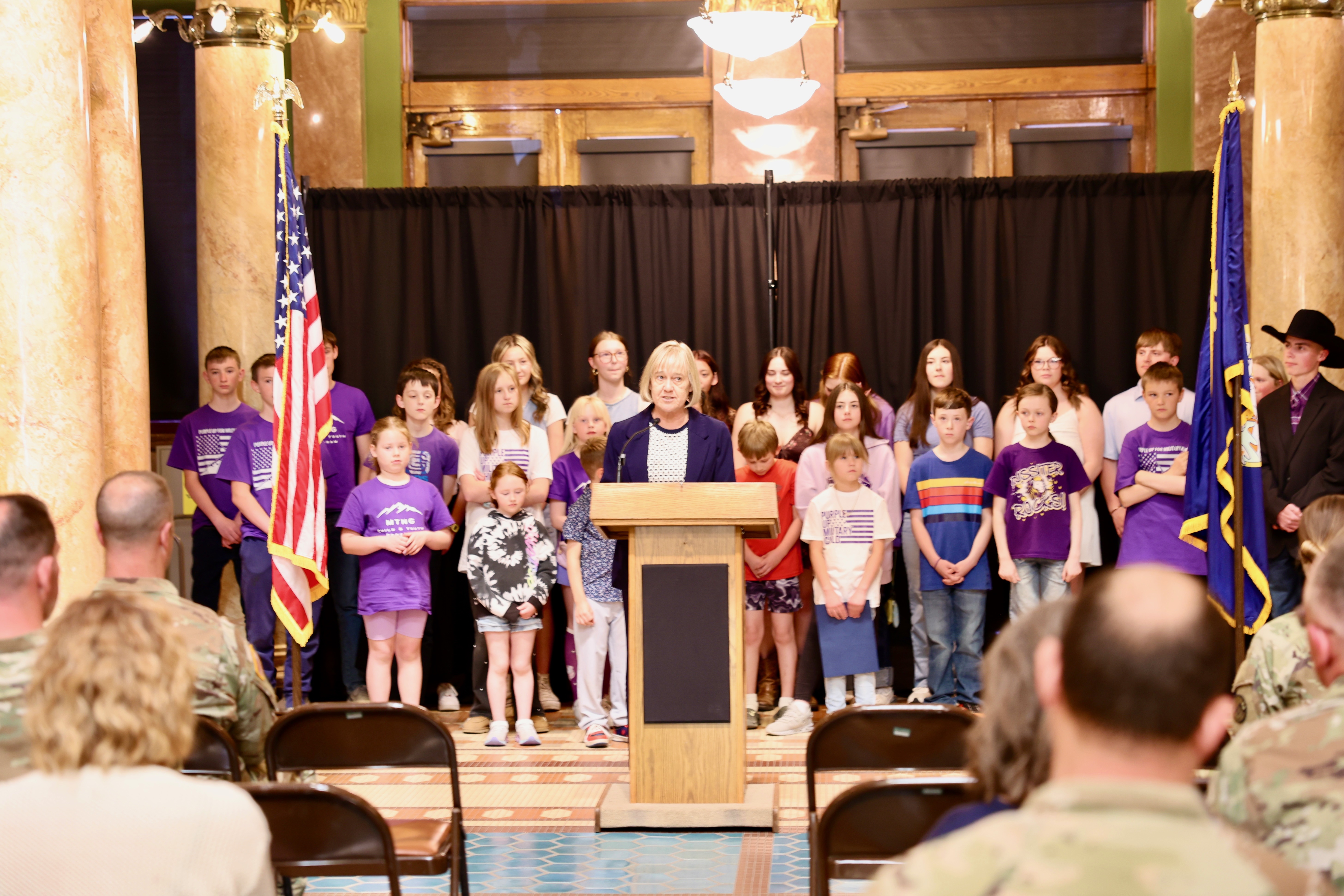 Lt. Gov. Juras speaking during a ceremony held at the state capitol to recognize Month of the Military Child