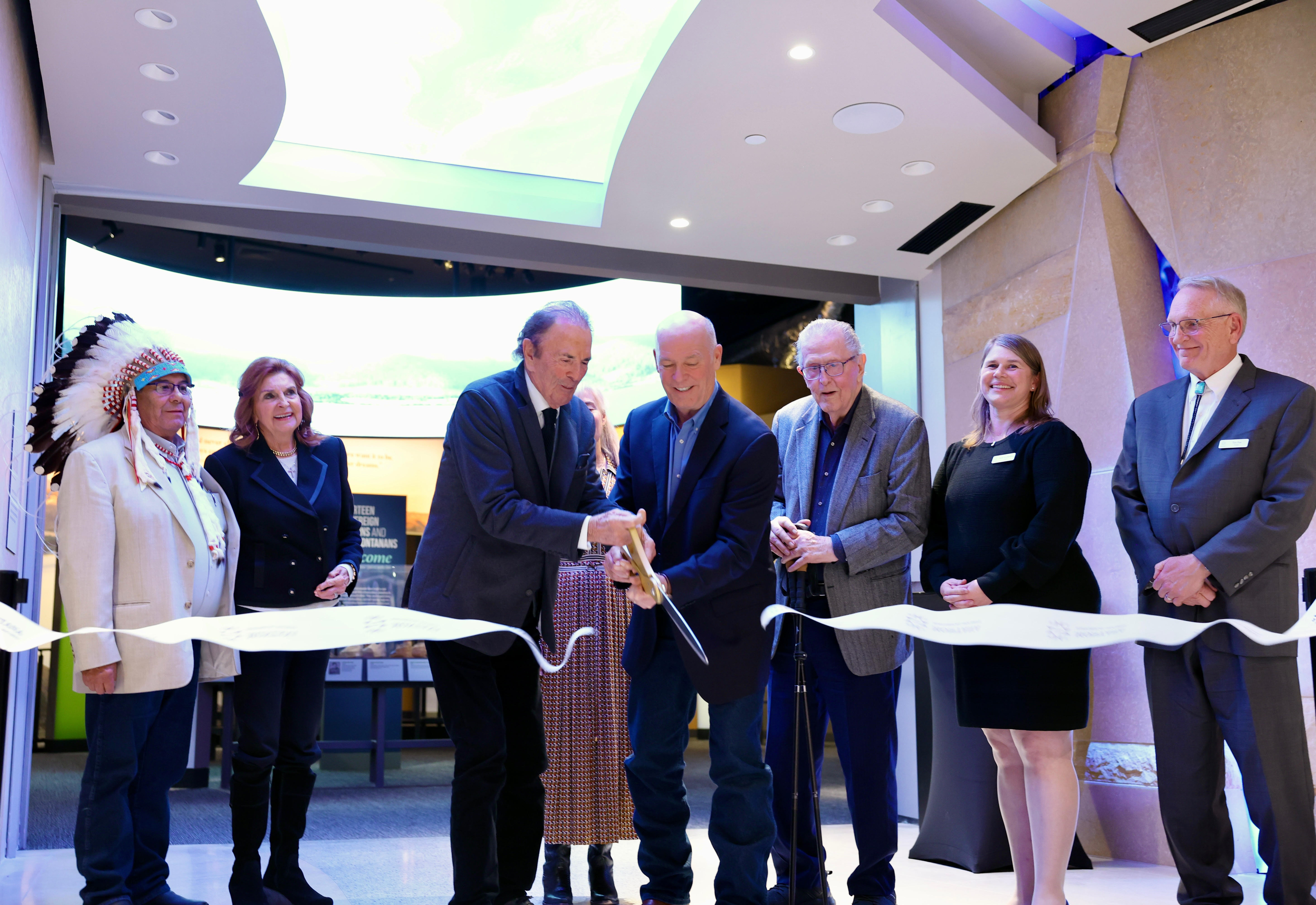 Gov. Gianforte cutting the ribbon on the Montana Heritage Center in Helena