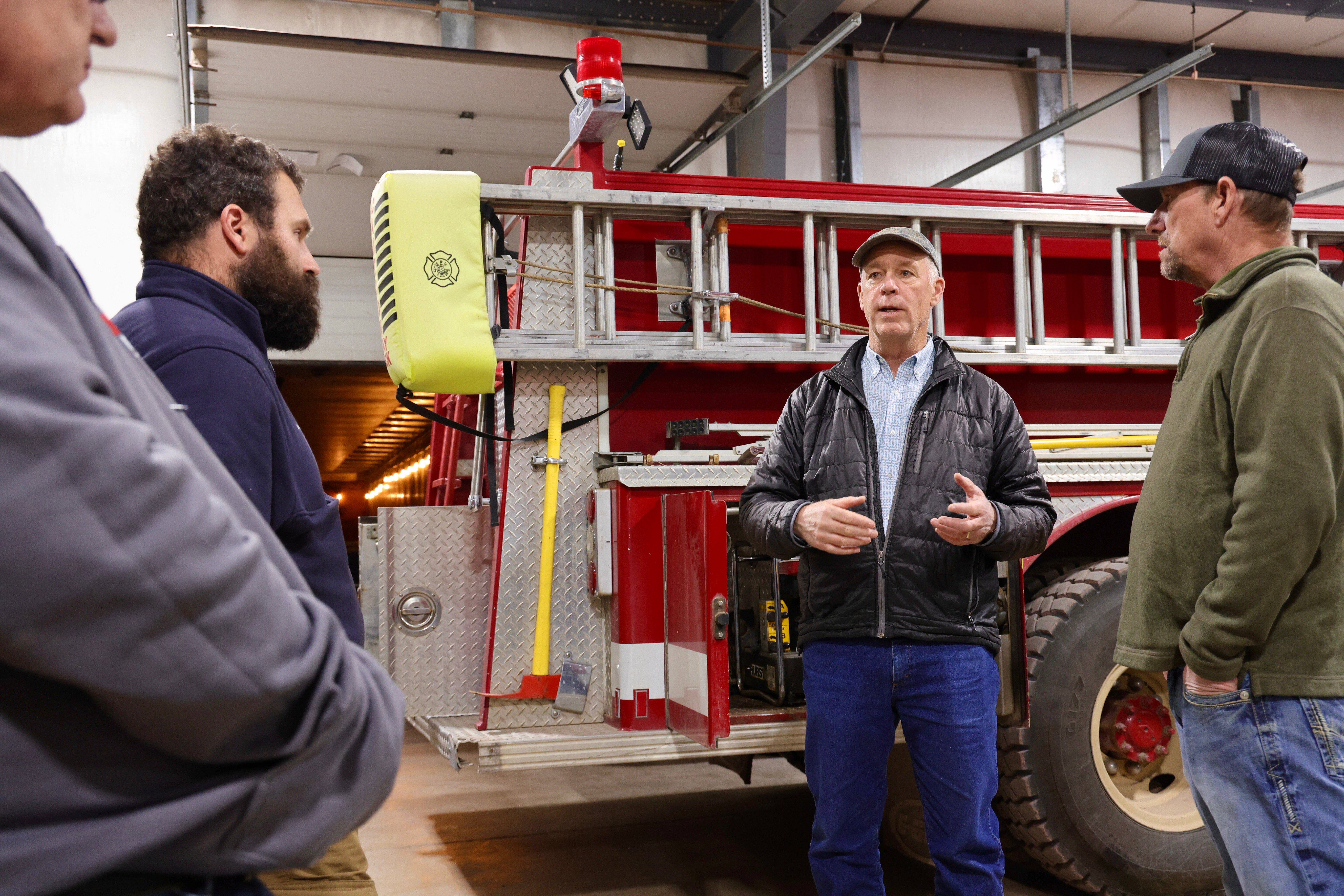 Gov. Gianforte visiting with the Philipsburg Volunteer Fire Department