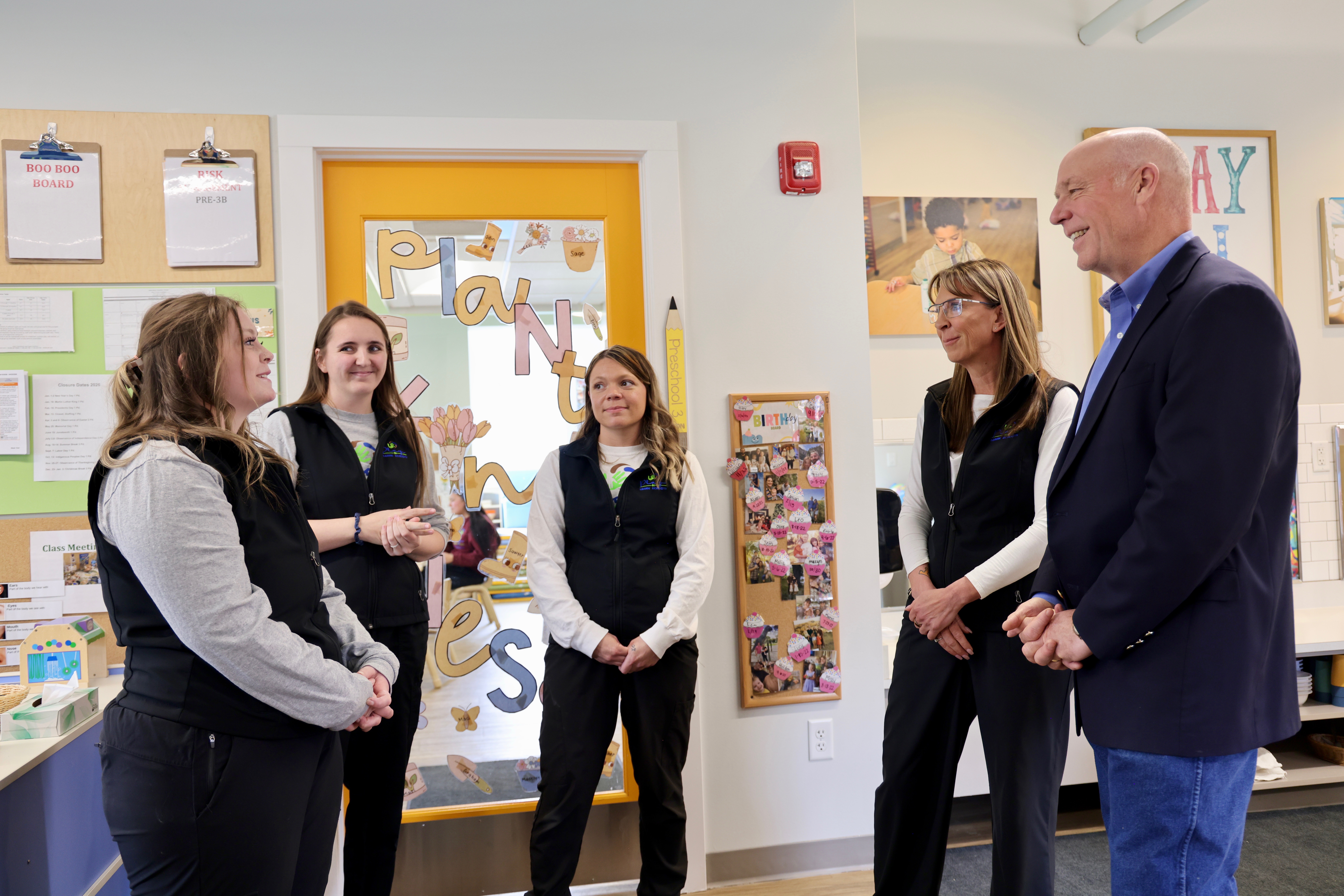 Gov. Gianforte visiting with apprentices at Play N’ Learn Academy in Great Falls 
