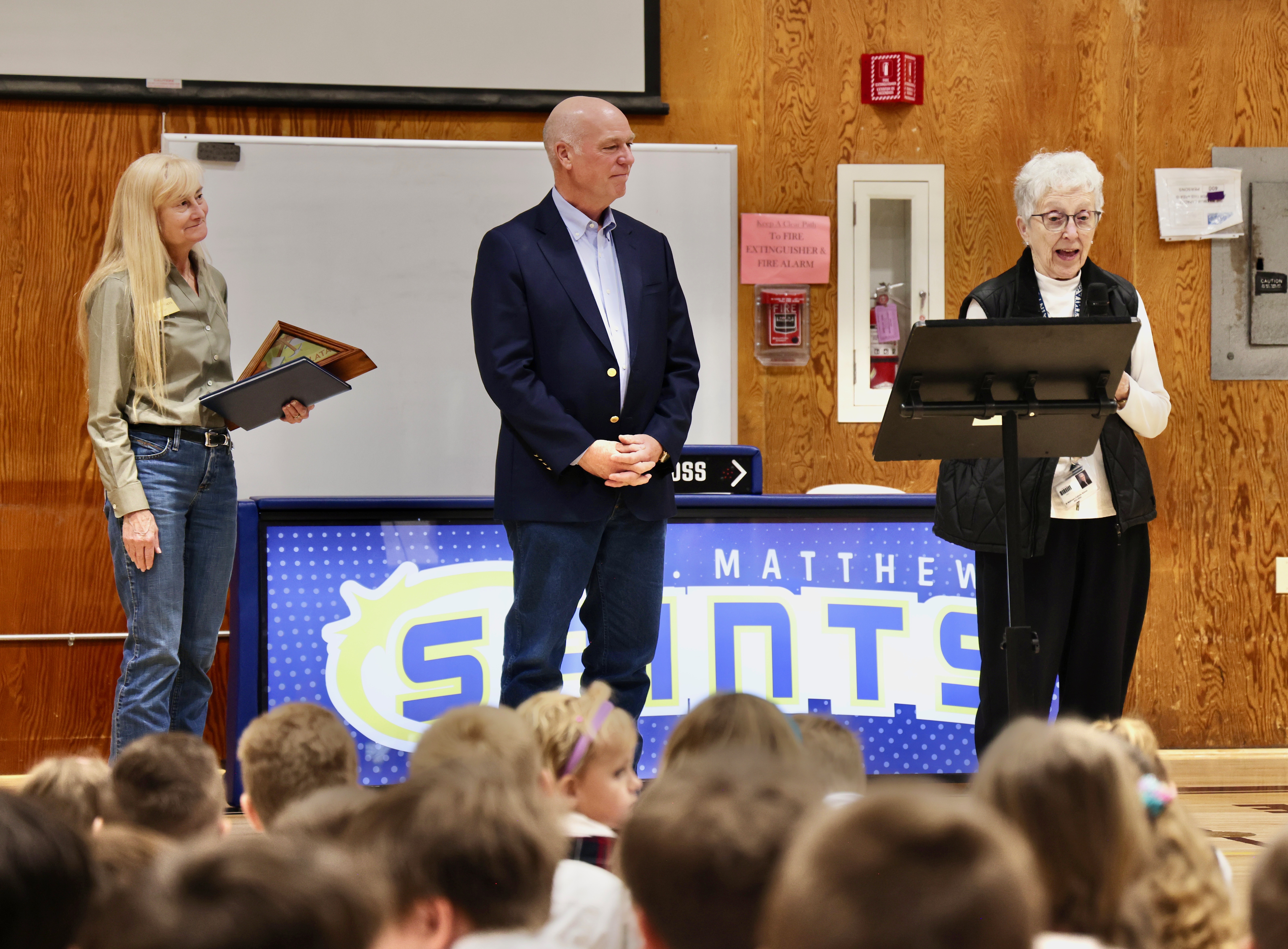 Gov. Gianforte presenting Sister Judy with his Spirit of Montana award