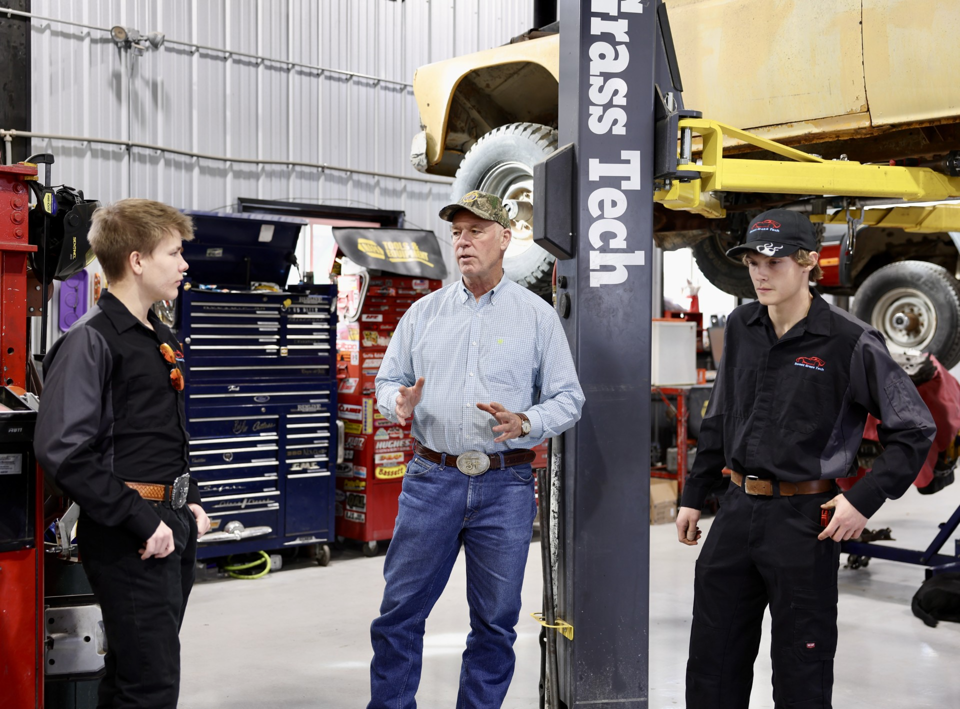 Gov. Gianforte visiting with students at Sweet Grass Technical Institute in Big Timber