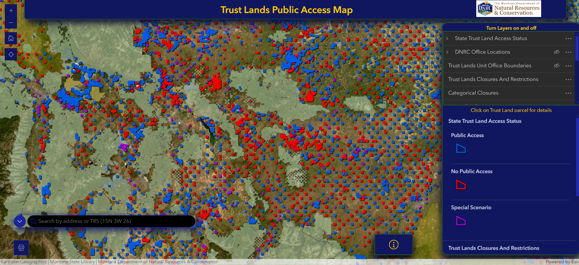 Trust Lands Public Access Map