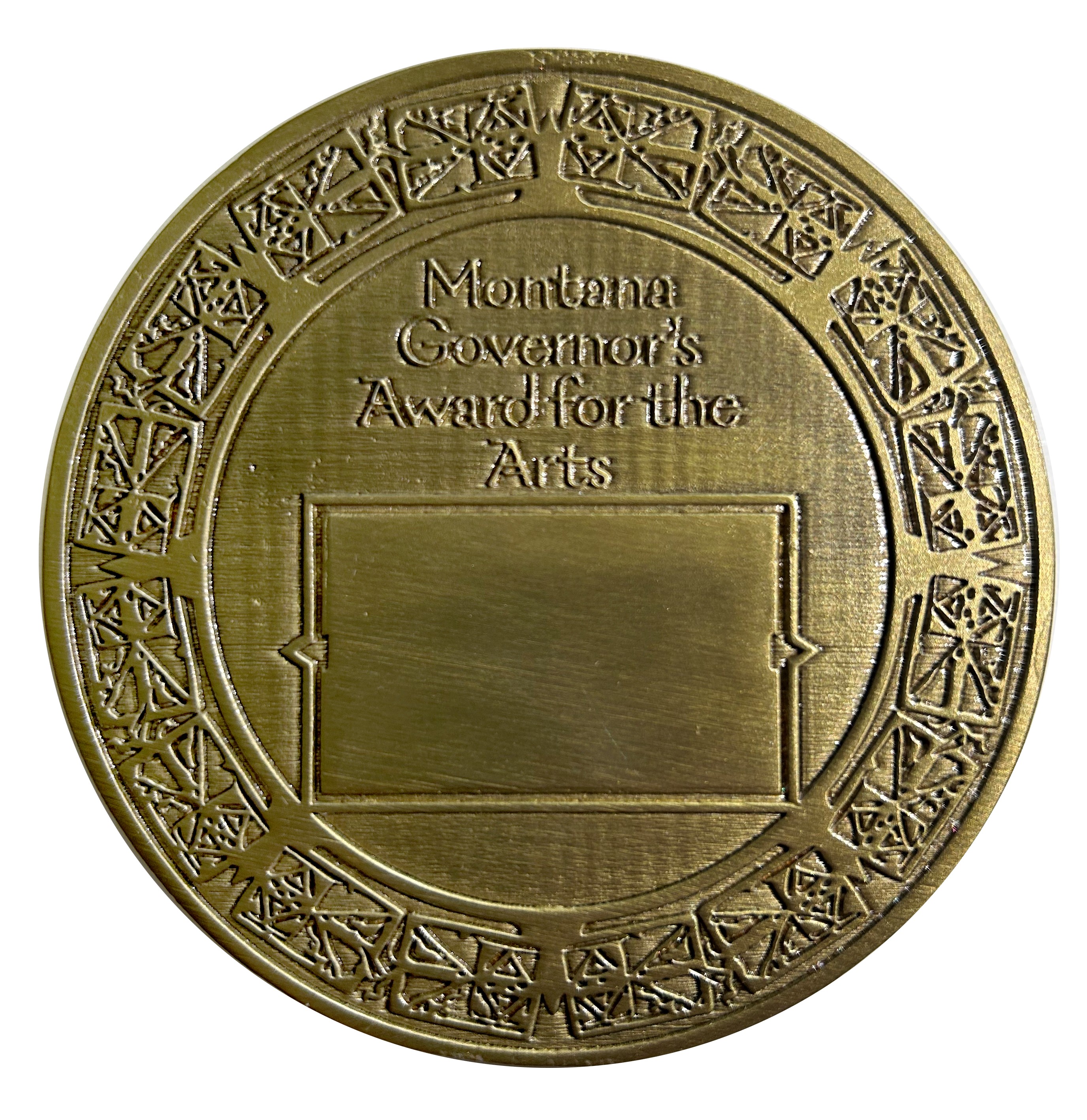 Bronze Governor's Arts Award Medallion Reverse Side